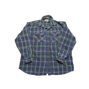 SCHMIDT Long Sleeve Flannel shirt, XL, Green & Blue Flannel; worn; grunge
